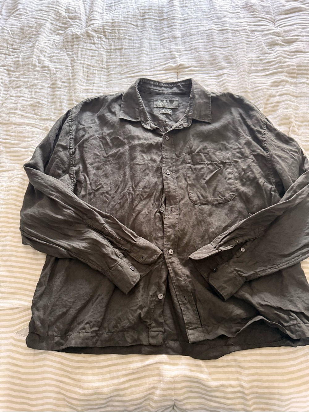 Abercrombie & Fitch linen shirt in Dark Olive